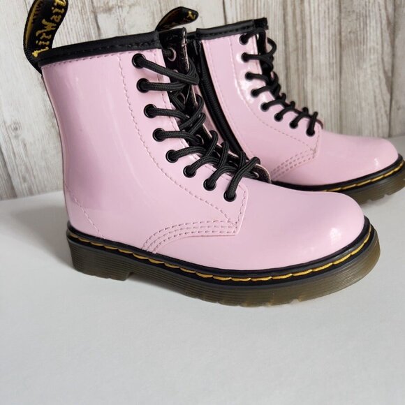 Girl's Grade School 1460 “Pale Pink” Patent Combat Boots Size 8 - Picture 4 of 16